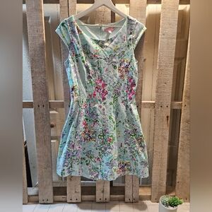 Lilly Pulitzer Floral Print Cap Sleeve Dress Size Medium